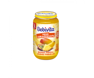 Meine Lieblingsfrüchte Banane, Mango, Ananas, Maracuja