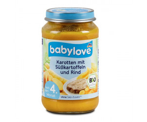 Babymenü Karotten mit Süßkartoffeln und Rind