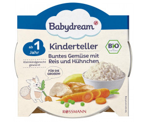 Bio Kinderteller buntes Gemüse mit Reis & Hühnchen