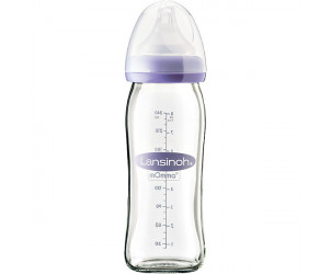 Weithalsflasche 240 ml mit NaturalWave Sauger M aus Glas