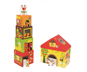Multikub Stapelturm - Farm mit 5 Holzfiguren