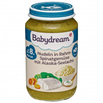 Nudeln in Rahm-Spinatgemüse mit Alaska-Seelachs