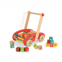 Holzwagen ABC mit 30 Bausteinen und Rechenschiebe
